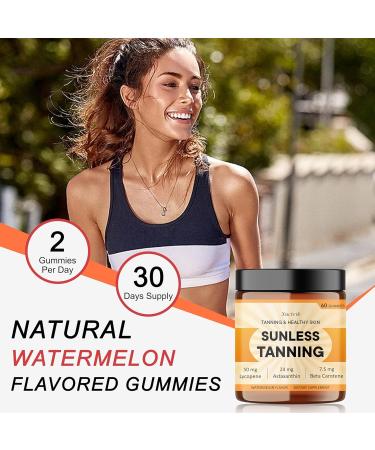 Xucivik Carotenoid Tanning Gummies for Women & Men Vegan Formula with Beta Carotene Astaxanthin & Lycopene for Natural Sunless Glow - Skin Health Supplement 60 Gummies - Buy Online on GoSupps.com
