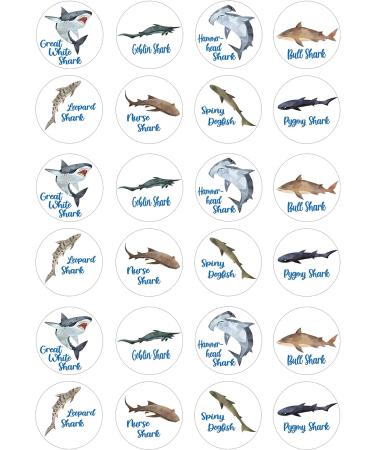 24 Shark edible PRE CUT style kids childrens party decorations Wafer Paper Cupcake Fairy Cake Toppers - Buy Online on GoSupps.com