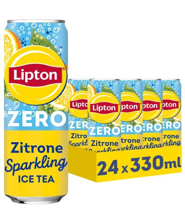 Lipton Ice Tea Sparkling Lemon Zero carbonated icing tea with lemon taste without sugar disposable doses (24 x 0.33 l) (packaging design deviate) 330 ml (24 Pack)