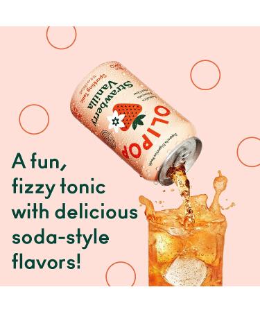 OLIPOP Strawberry Vanilla Sparkling Tonic 12oz 12-Pack | Prebiotic Soft Drink with 9g Plant Fiber | Caffeine-Free & Low Calorie Soda for Digestive Health - Buy Online on GoSupps.com