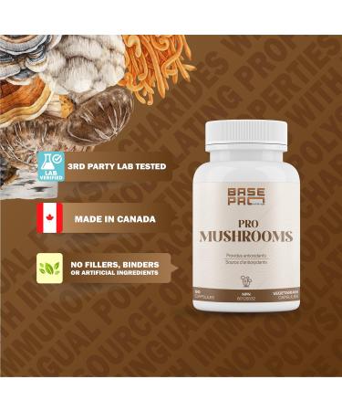 Pro Mushrooms Blend - 90 Capsules | Cordyceps Lion's Mane Chaga Reishi Turkey Tail | Mushroom Capsules | Provides Antioxidants | Mushrooms Capsules | Base Pro Nutrition | 90 count (Pack of 1) - Buy Online on GoSupps.com