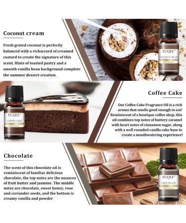 EUQEE Coffee Fragrance Oils Gift Set - 10ml Essential Oils for Home Diffusers - Coffee Cake, Chocolate, Coconut, Vanilla, Black Opium Scents - Buy Online on GoSupps.com