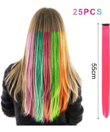 25 Pieces Of Colored Hair Extension Clips 55cm Long Long Hair Short Hair Straight Hair Simulation Hair Can Be Cut In Length Suitable For Parties And Daily Dress-up. - Buy Online on GoSupps.com