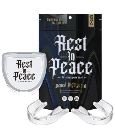 Rest in Peace Night Guard - Pack of Two Moldable Mouth Guard for Teeth Grinding Clenching Bruxism (Clear)