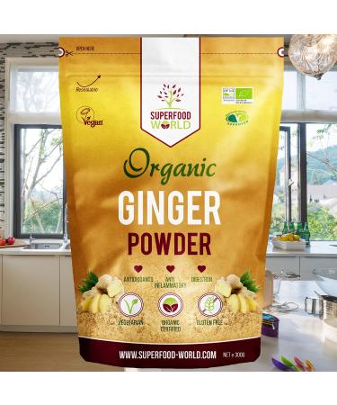 Organic Ginger Powder 300g - Powerful Anti-Inflammatory & Antioxidant for Cooking and Tea - Buy Online on GoSupps.com