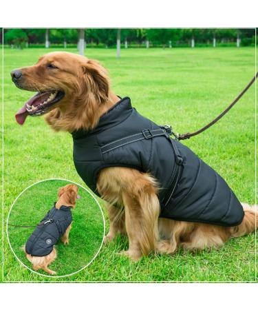 Tineer Winter Pet Coat with Harness | Waterproof Fleece Lined Warm Jacket for Large Dogs | XL Black - Buy Online on GoSupps.com