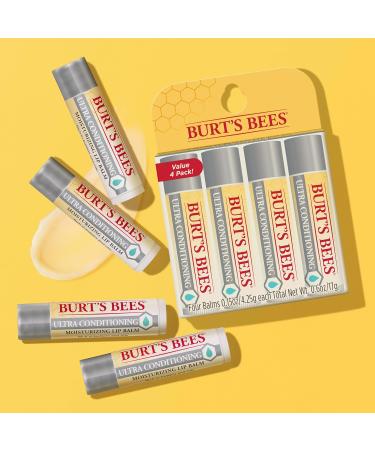 Burt's Bees Lip Balm for Valentine's Day Gifts Moisturizing Lip Care 100% Natural Origin Ultra Conditioning with Shea Cocoa & Kokum Butter (4 Pack) Ultra Conditioning 4 Count (Pack of 1) - Buy Online on GoSupps.com