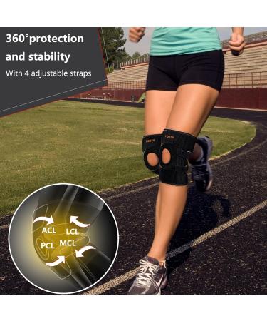 Premium Knee Brace for Men & Women - Adjustable Compression Side Stabilizers Patellar Support for Pain Relief Meniscus Tear ACL Arthritis (Black Carbon Fiber - Buy Online on GoSupps.com