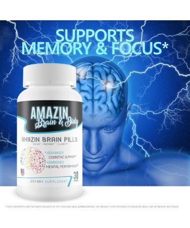 Amazin Brain Pills - Focus - Memory - Clarity - Advanced Cognitive Support - Enriches Mental Performance - Amazin Brain Supplement for Amazin Brain Support - Nootropics Brain Enhancement - Buy Online on GoSupps.com