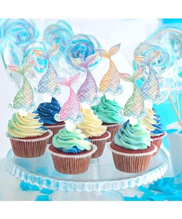Keaziu 25 Pack Mermaid Tail Cupcake Toppers Mini Under the Sea Mermaid Tail Figures Cupcake Picks Mermaid Party Decoration Baby Shower Supplies Tail 1 - Buy Online on GoSupps.com