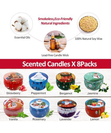 Fragrance Candle Gift Set - 100% Natural Soy Candles for Christmas Mother's Day Yoga & Aromatherapy | 8-Pack - Buy Online on GoSupps.com