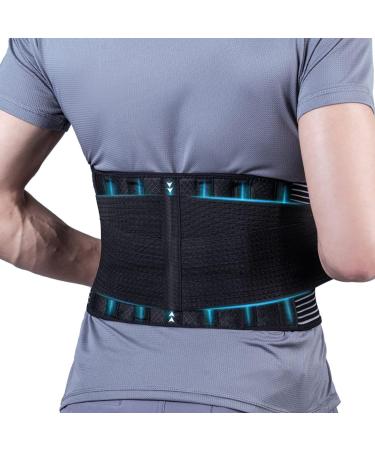 Fenadwe Back B for Lower Back Pain Relief with 6 Stays Back Support Belt for Women & Men Work Waist Lumbar Breathable for Herniated Disc Sciatica zL Medium Black