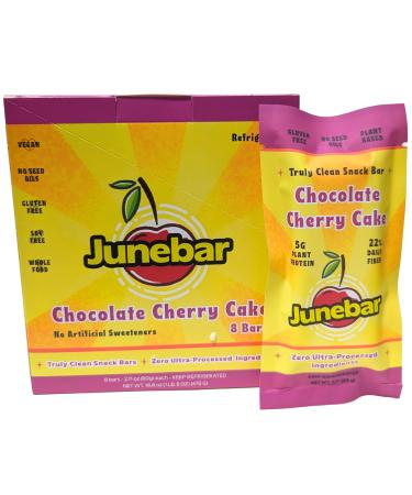 Junebar All Natural Chocolate Cherry Snack Bars Gluten Free Vegan No Seed Oil Bars - 8 count