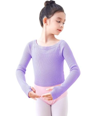 Cuulrite Girls Lavender Ballet Dance Crop Top Sweater | Long Sleeve Sport Sweatshirt with Thumb Hole - Size Medium - Buy Online on GoSupps.com