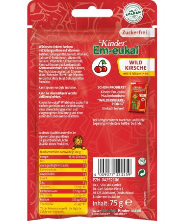 Kinder Em-eukal Wild Cherry Cough Drops - Sugar-Free 75g | Buy Internationally Online - Buy Online on GoSupps.com