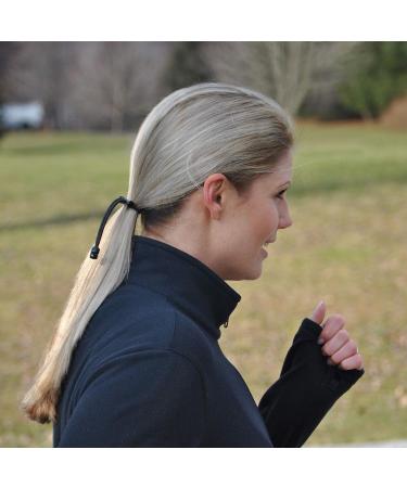 Pulleez Sliding Ponytail Holder Set of 2 - Acrylic Charms - Black/Brown Elastic Hair Ties - Buy Online on GoSupps.com