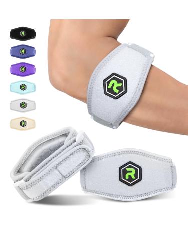 Rakiie elbow bandage Pro 2-pack larger bandage with silicone pads better support in tendonal infections tennisel arches pain relief for men and women gray