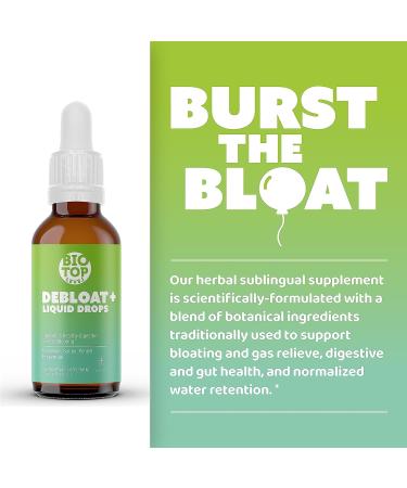BIOTOPLEVEL Debloat Plus Organic Vegan Liquid Drops - Bloating and Gas Relief - Digestive & Gut Health Support - 1.0 Fl Oz - Buy Online on GoSupps.com