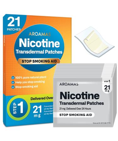 Aroamas Nicotine Patches to Help Quit Smoking, Stop Smoking - Delivered Over 24 Hours Nicotine Transdermal System to Stop Smoking Aids That Work (Stop Smoking Step 1 [21 mg])