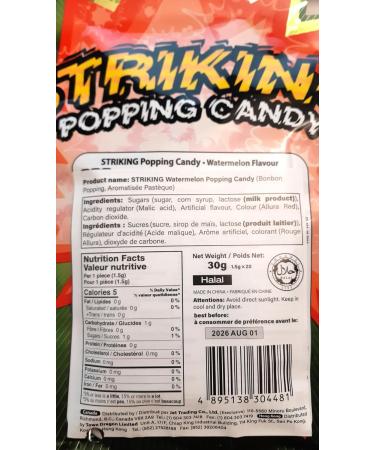 STRIKING Watermelon Popping Candy (Pop Rock) - 20 Pouches per Pack (2 Packs) - Buy Online on GoSupps.com