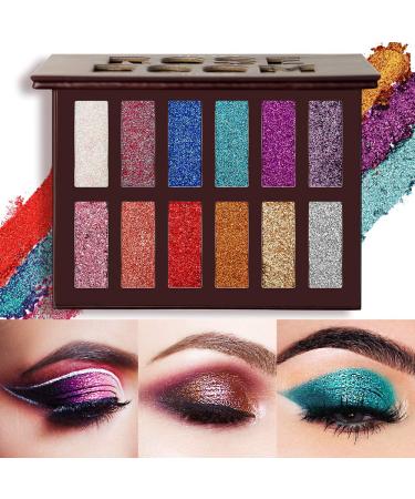 LUXAZA Holographic Glitter Eyeshadow Palette - Metallic Festival Style | Ultra Pigmented Shimmer | Waterproof & Long Lasting Eye Shadows - Colorful Glitter Makeup Kit - Buy Online on GoSupps.com