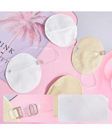 4 Pairs Reusable Underarm Sweat Pads with Shoulder Strap - Washable Armpit Guards for Women and Men - Nude White - Buy Online on GoSupps.com