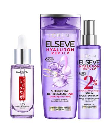 L Or al Paris Elseve Hyaluron Repulp Gift Set 72H Re-Hydrating Shampoo 300 ml + Hydra-Texturizing Serum 150 ml + Hyaluronic Acid Anti-Wrinkle Serum 30 ml