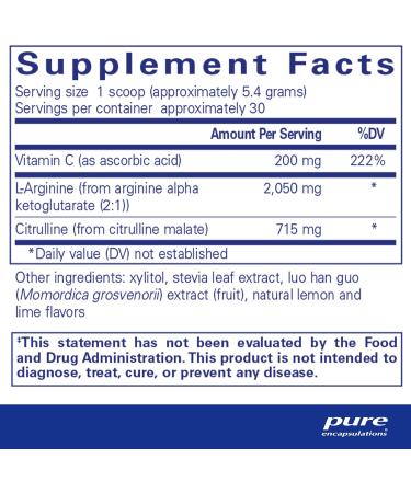 Pure Encapsulations Nitric Oxide Support | Boost Oxygen Circulation & Energy | 5.7 oz Unflavored - International Shipping Available - Buy Online on GoSupps.com