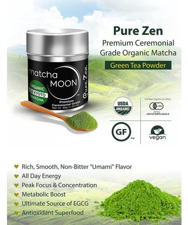 Matcha Moon - Organic Ceremonial Grade Japanese Matcha Green Tea Powder from Uji Kyoto Japan - USDA Certified - 30g Tin - Pure Zen - Buy Online on GoSupps.com