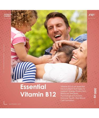 High Strength Vitamin B12 Gummies 1500mcg - Methylcobalamin Supplement - Non-GMO & Gluten Free - 60 Vegan Gummies - Buy Online on GoSupps.com