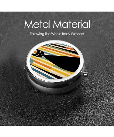 Modern Art Cat Portable Metal Pill Box - Round Mini 3-Compartment Design for Travel | Durable & Stylish Pill Organizer - Buy Online on GoSupps.com