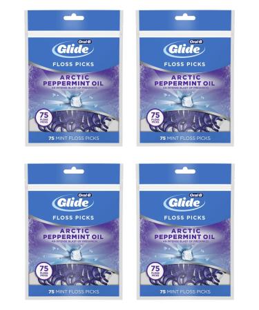Oral-B Glide 3d White Floss Picks Radiant Mint, 75 Count (pack of 4)