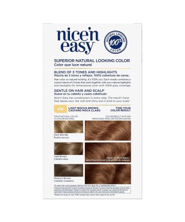 Clairol Nice'n Easy 6W Light Mocha Brown Hair Dye Pack of 3 - 6.26 Fl Oz - Buy Online on GoSupps.com