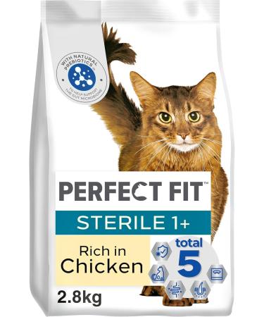 Perfect Fit Sterile Adult 1+ Complete Dry Cat Food for Adult Cats Aged 1+ Years Rich in Chicken 3 Bags (2.8 kg) Adult Sterile Chicken 2.8 kg (Pack of 3) - Buy Online on GoSupps.com