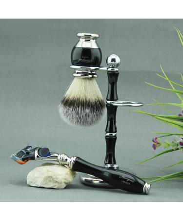 Haryali London 5-Part Men's Shaving Set - 5 Razors Synthetic Brush Stand & Soap | Perfect Grooming Gift - Buy Online on GoSupps.com