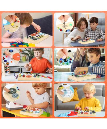 Giftota Montessori Busy Board - 20 Switches & 17 LED Lights | Educational Wooden Toys for 1-4 Year Olds | Ideal Motor Skills Development for Babies & Toddlers - Buy Online on GoSupps.com