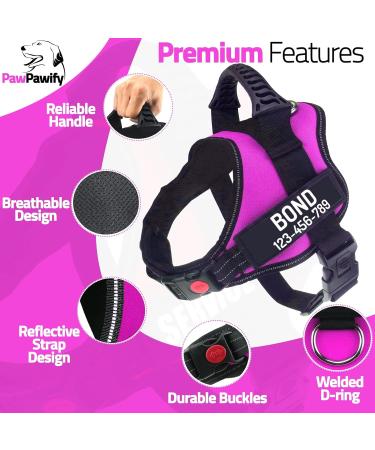 Customizable Pawpawify Dog Harness - No Tug Anti-Pull Durable for Training & Walking - Fits 20-25in Chest - Pink - Buy Online on GoSupps.com