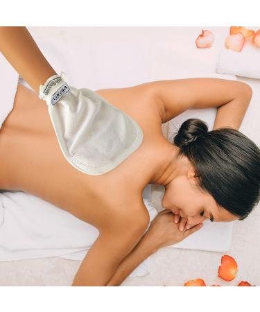 4Pcs Turkish Exfoliating Gloves - Face & Body Exfoliation Mitts for Bath Hammam Spa - Kese Glove for Dead Skin Removal & Skin Brightening - White & Black Stripes - Buy Online on GoSupps.com