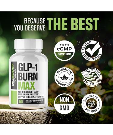 GLP-1 Burn MAX | Weight Loss Pills for Women & Fat Burner for Men + Appetite Suppressant & Energy Supplement | 3rd Party Tested Formula | 5 Powerful Ingredients - 60 Capsules to Lose Weight - Buy Online on GoSupps.com