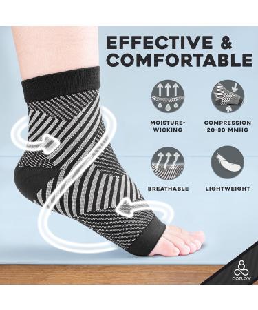 XXL Black Pattern Ankle Compression Socks - 20-30 mmHg Support Sleeve for Foot Pain Relief Plantar Fasciitis & Achilles Tendonitis - Buy Online on GoSupps.com