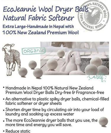 Buy Eco-Friendly Wool Dryer Balls (4 Pack) - XL Natural Fabric Softener & Static Guard - 100% New Zealand Wool - Buy Online on GoSupps.com