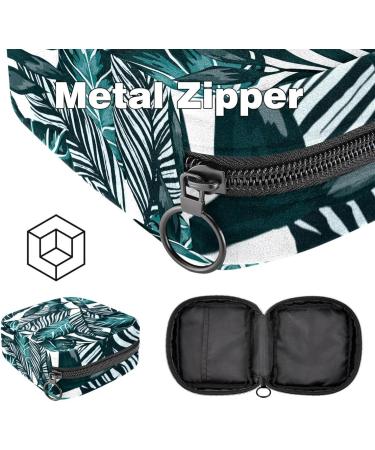 Javenproeqt Portable Women's Binding Bags | Menstrual Cup Pocket & Female Pads for Teens - Tropical Leaves Design - Buy Online on GoSupps.com