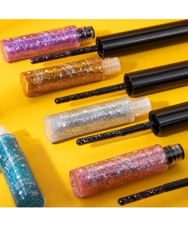  Zestivra Glitter Mascara for Women - 5x Lengthening Mascara Smudge-Resistant Eyelash Primer Ideal for Cosplay Weddings Stage Performances and Parties - Buy Online on GoSupps.com