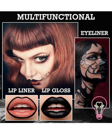2PCS Black Matte Lip Liner & Lipstick Set - Waterproof Long-Lasting Highly Pigmented Velvet Gloss for Halloween Cosplay & Goth Makeup - Buy Online on GoSupps.com