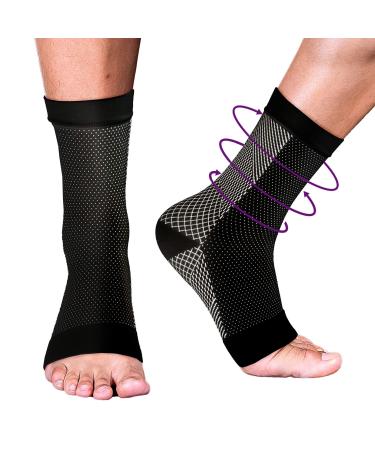 Neuropathy Socks for Women Men Ankle Brace for Women Soothe Relief Socks for Neuropathy Pain Women Black L/XL
