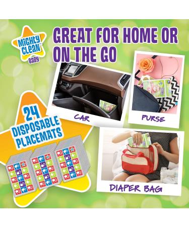 Mighty Clean Baby Disposable Placemat - Super Sticky Toddler and Infant Mat 24 Count Value Pack - Buy Online on GoSupps.com