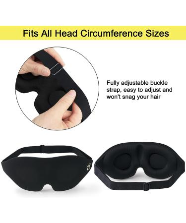 Glory 3D Memory Foam Sleeping Mask - 100% Light Blockout with Earplugs and Travel Cover - Adjustable Strap - Black - Buy Online on GoSupps.com