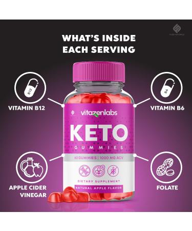 VitazenLabs Keto Gummies | ACV 1000mg & B12 Supplement for Women & Men | Vegan Formula | 60 Gummies - Buy Online on GoSupps.com