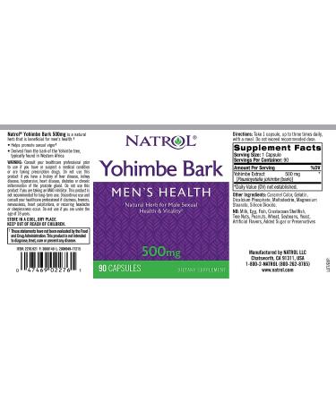 Natrol Yohimbe Bark 500mg Capsules - 90 Count | Natural Energy Booster - Buy Online on GoSupps.com