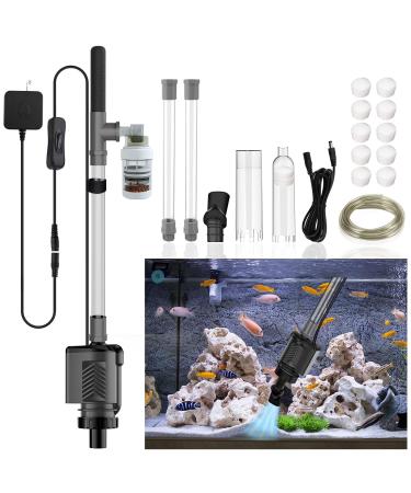 HiTauing Electric Aquarium Gravel Cleaner, 317GPH DC 24V/24W Automatic Fish Tank Cleaning Tool Set Removable Vacuum Water Changer Sand Washer Filter Changer